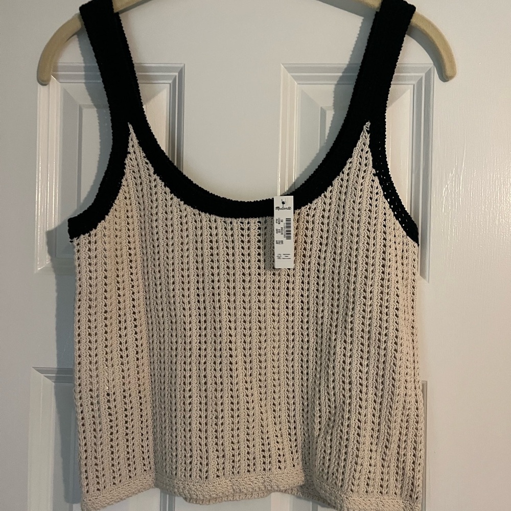 Madewell Black and Cream Knit Sweater Tank Size XS NWT - Picture 4 of 6